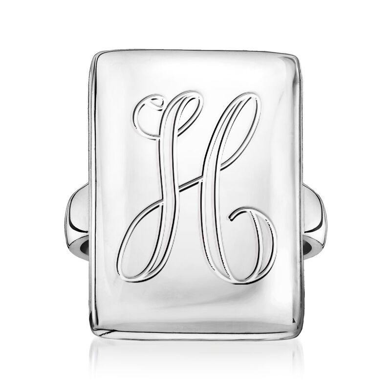 Italian Sterling Silver Personalized Rectangular Ring image number 0