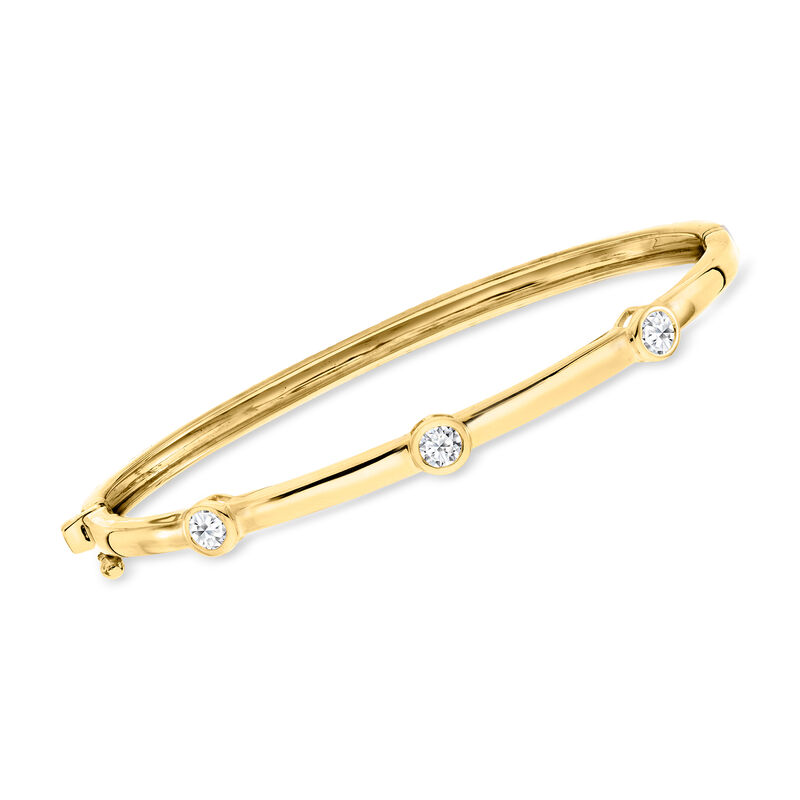 .75 ct. t.w. Round Lab-Grown Diamond Station Bangle Bracelet in 18kt Gold Over Sterling image number 0