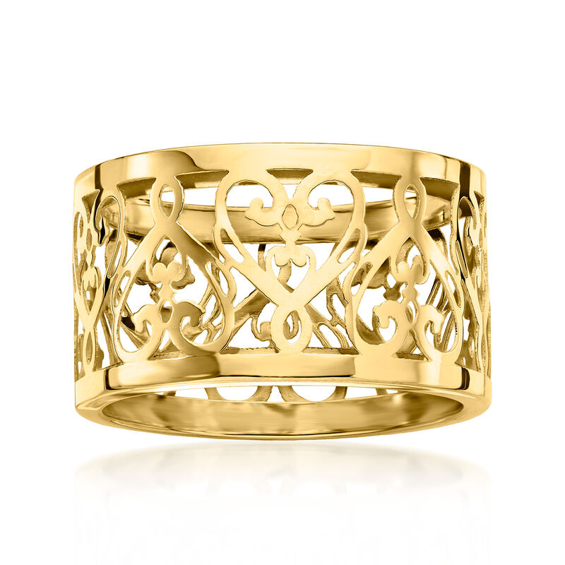 Italian 14kt Yellow Gold Filigree Heart Ring image number 0
