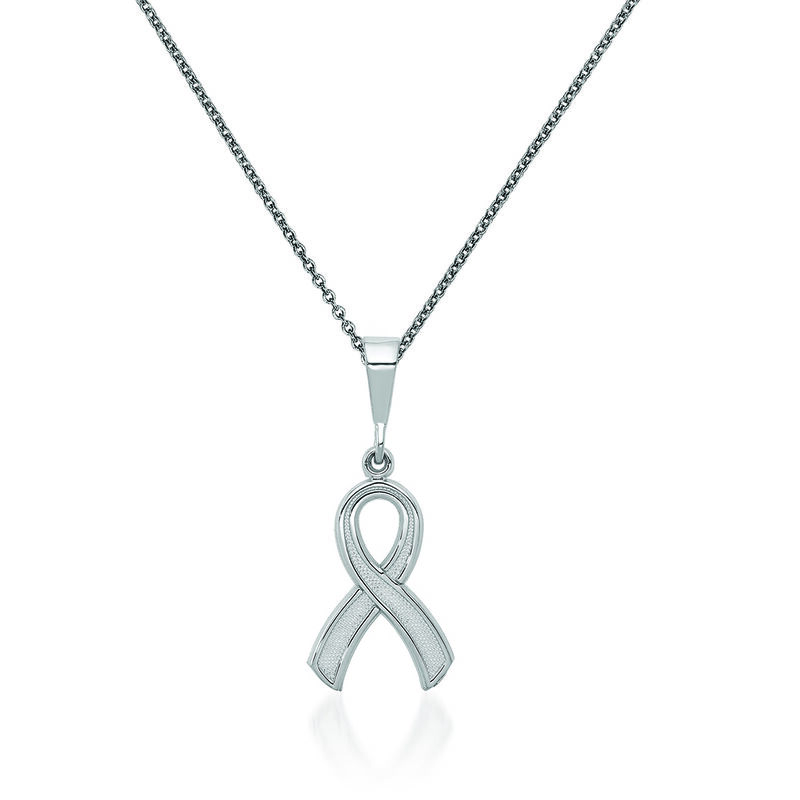 14kt White Gold Breast Cancer Awareness Pendant Necklace. 18&quot; image number 0