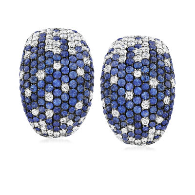 C. 1980 Vintage 5.00 ct. t.w. Sapphire and 3.30 ct. t.w. Diamond Earrings in 18kt White Gold