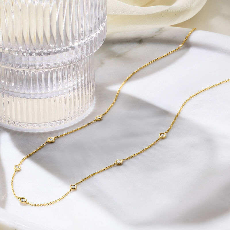 .20 ct. t.w. Diamond Station Necklace in 14kt Yellow Gold image number 2