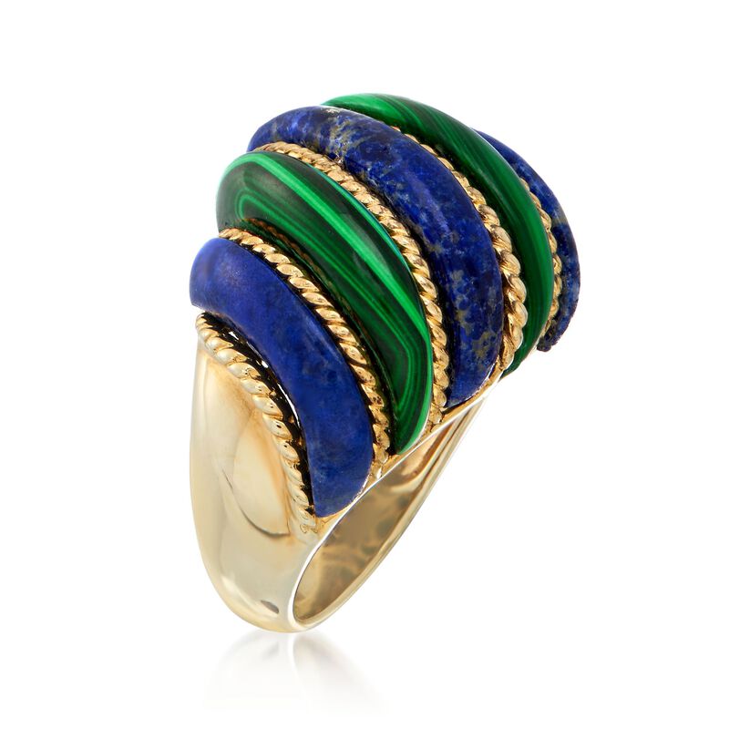 Lapis and Malachite Dome Ring in 18kt Yellow Gold Over Sterling Silver image number 2