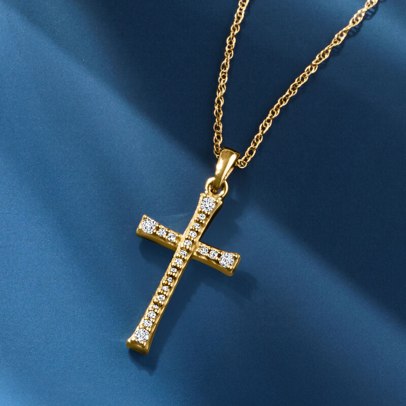 .10 ct. t.w. Diamond Cross Pendant Necklace in 14kt Yellow Gold image number 3