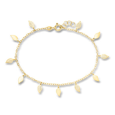 Italian 10kt Yellow Gold Leaf Station Bracelet