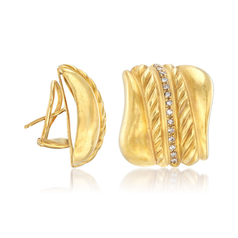 C. 1980 Vintage .60 ct. t.w. Diamond Earrings in 18kt Yellow Gold image number 2