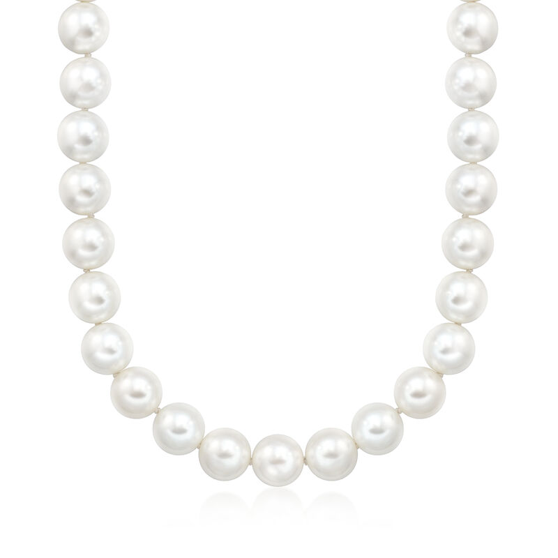 13.5-14mm Shell Pearl Necklace with Sterling Silver. 18&quot; image number 1