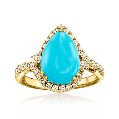 Le Vian Robin's Egg Blue Turquoise Ring with .57 ct. t.w. Nude Diamonds in 14kt Honey Gold