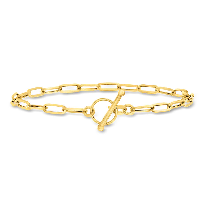 14kt Yellow Gold Paper Clip Link Toggle Bracelet image number 0