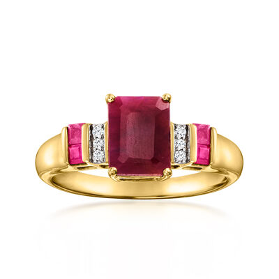 2.10 ct. t.w. Ruby Ring with Diamonds in 14kt Yellow Gold