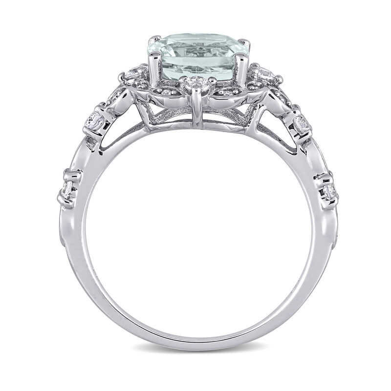 2.10 Carat Aquamarine and .40 ct. t.w. White Sapphire Ring with Diamonds in 14kt White Gold image number 3