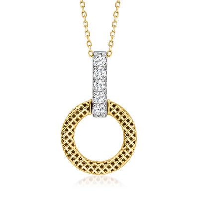 .25 ct. t.w. Diamond Mesh Circle Pendant Necklace in 18kt Two-Tone Gold