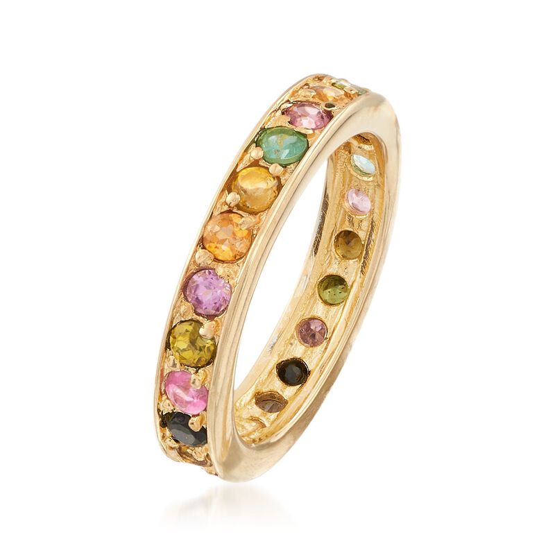 1.40 ct. t.w. Multicolored Tourmaline Eternity Band in 14kt Gold Over Sterling image number 2