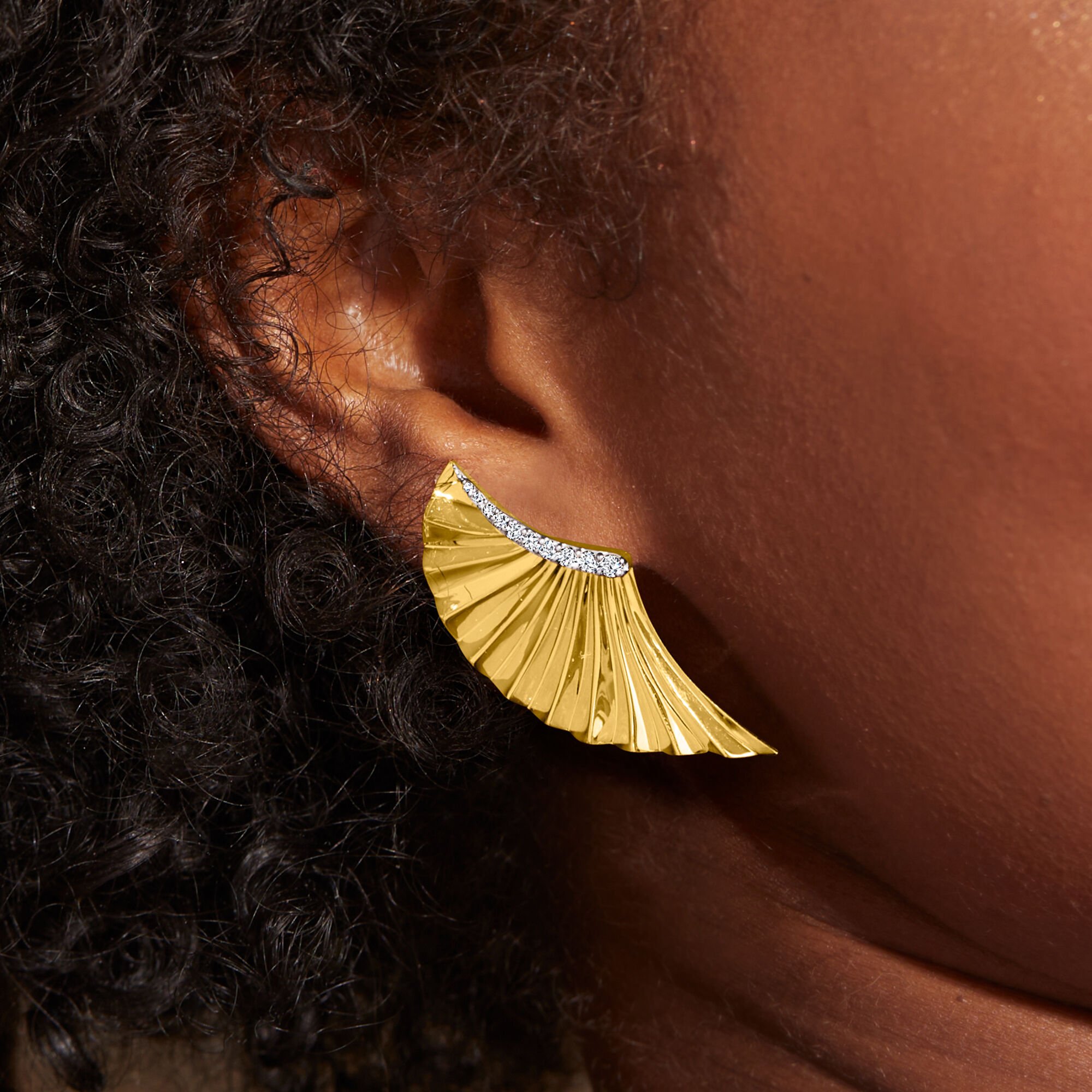 Yellow fan earrings cheap