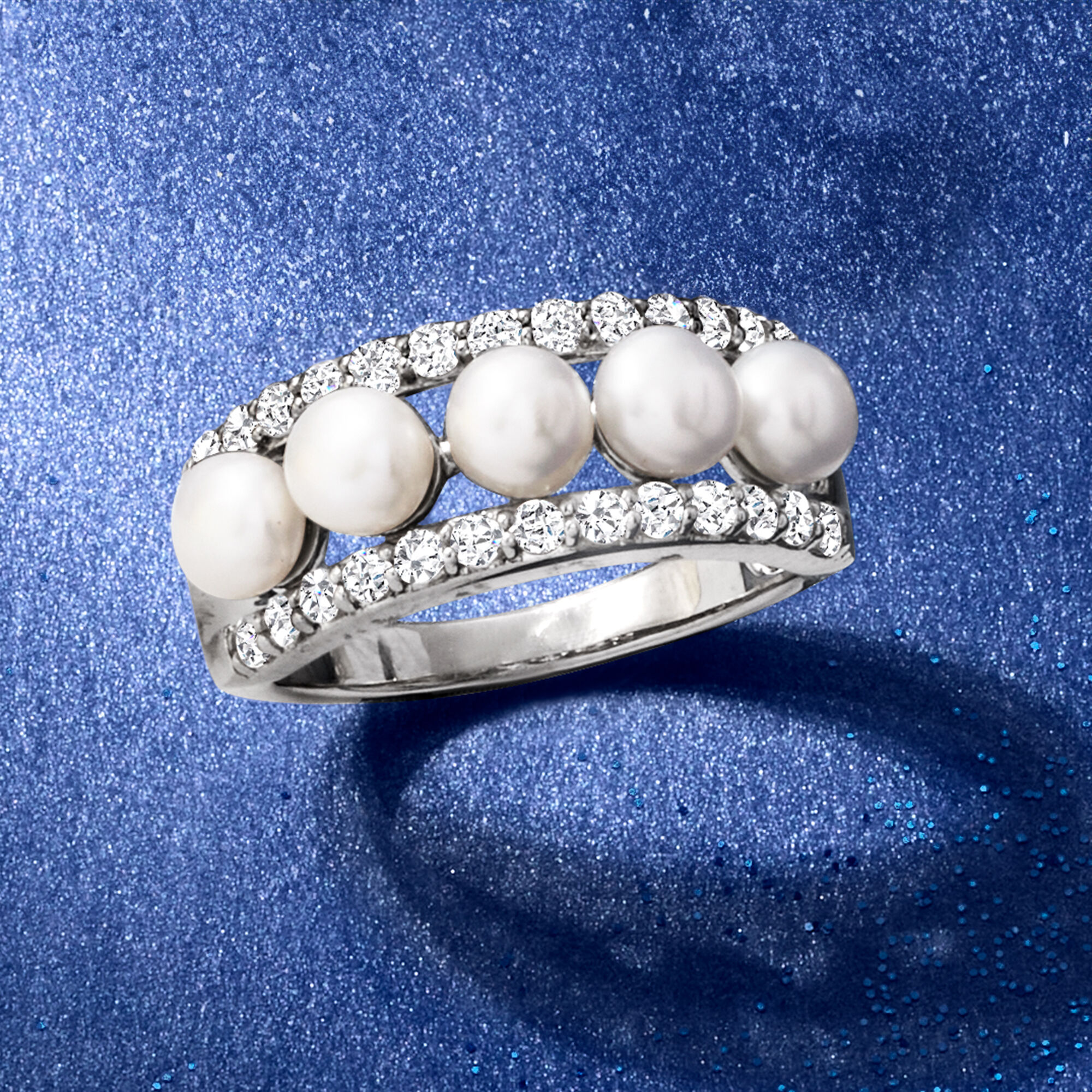 Pearl and white topaz ring hot sale