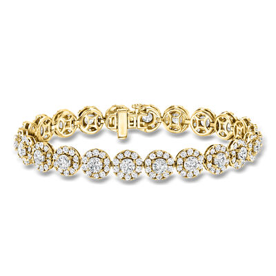 10.00 ct. t.w. Lab-Grown Diamond Halo Bracelet in 14kt Yellow Gold