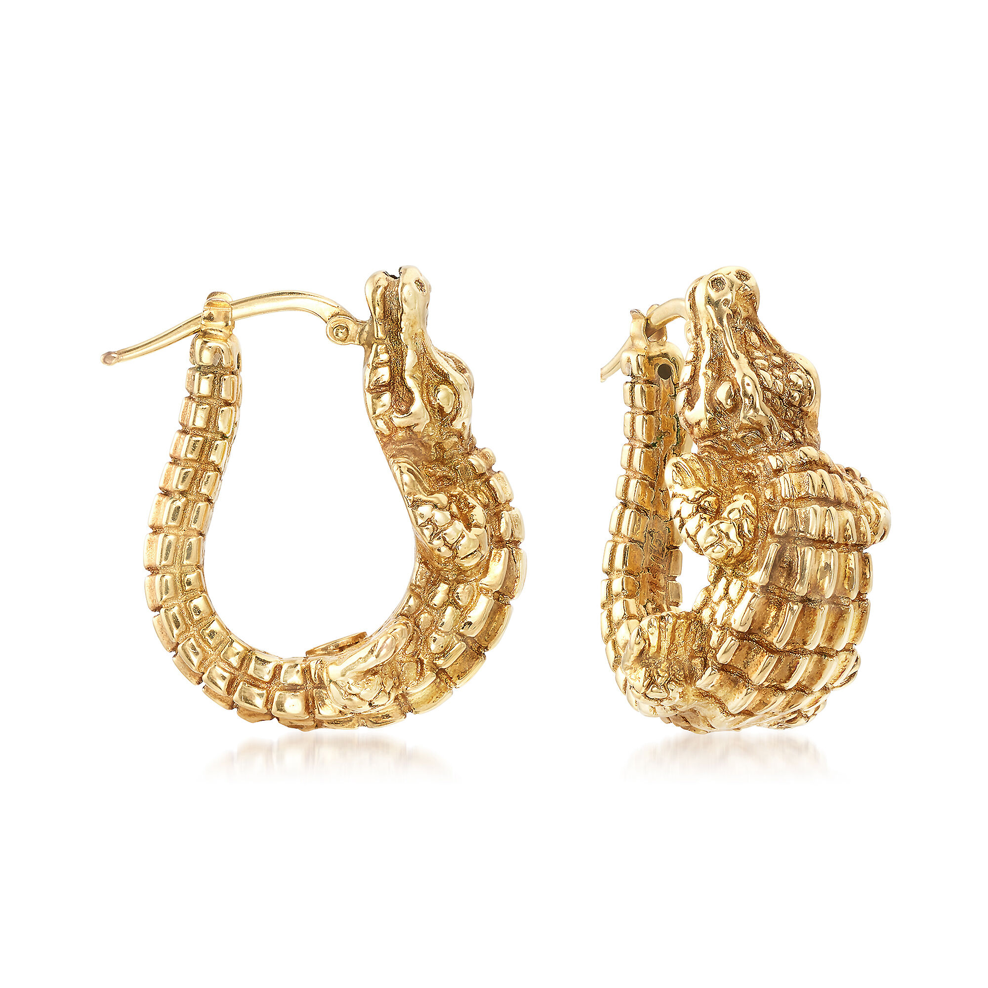 C. 2000 Vintage 14kt Yellow Gold Alligator Hoop Earrings | Ross Simons
