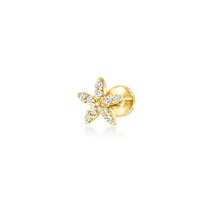 Lab-Grown Diamond Flower Single Flat-Back Stud Earring in 14kt Yellow Gold