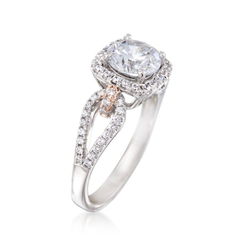 Simon G. .47 ct. t.w. Pink and White Diamond Engagement Ring Setting in 18kt Two-Tone Gold image number 2