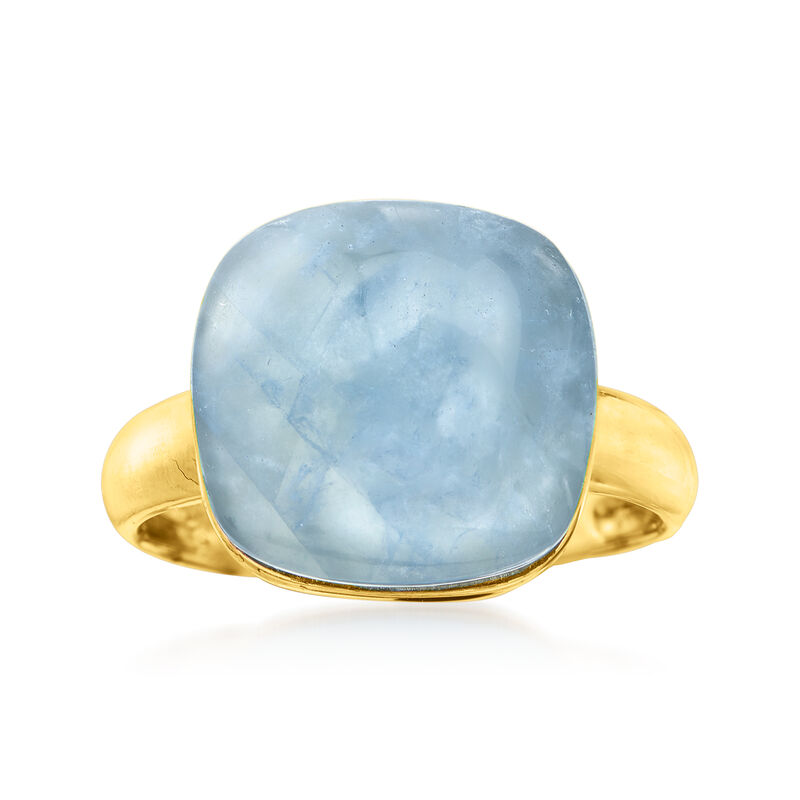 11.00 Carat Milky Aquamarine Ring in 14kt Yellow Gold image number 0