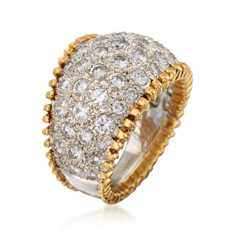 C. 1980 Vintage 3.50 ct. t.w. Pave Diamond Wide Ring in 18kt Yellow Gold. Size 6.5 image number 2