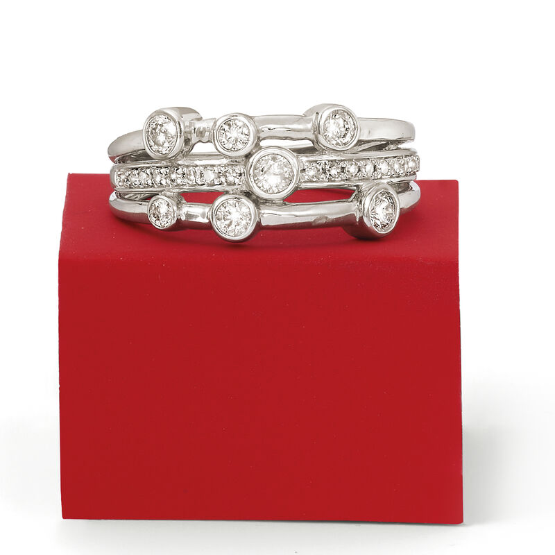 .50 ct. t.w. Diamond Triple-Row Bezel Ring in 14kt White Gold image number 3