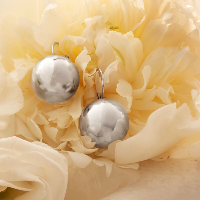 Italian 18mm Sterling Silver Ball Drop Earrings  image number 3