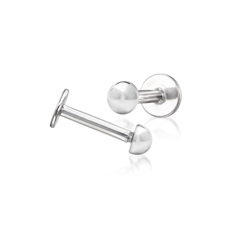 Sterling Silver Jewelry Set: Two Pairs of Ball and Bar Flat-Back Stud Earrings  image number 4