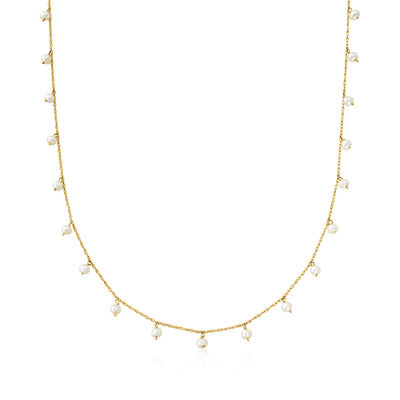 2.5-3mm Cultured Pearl Necklace in 14kt Yellow Gold