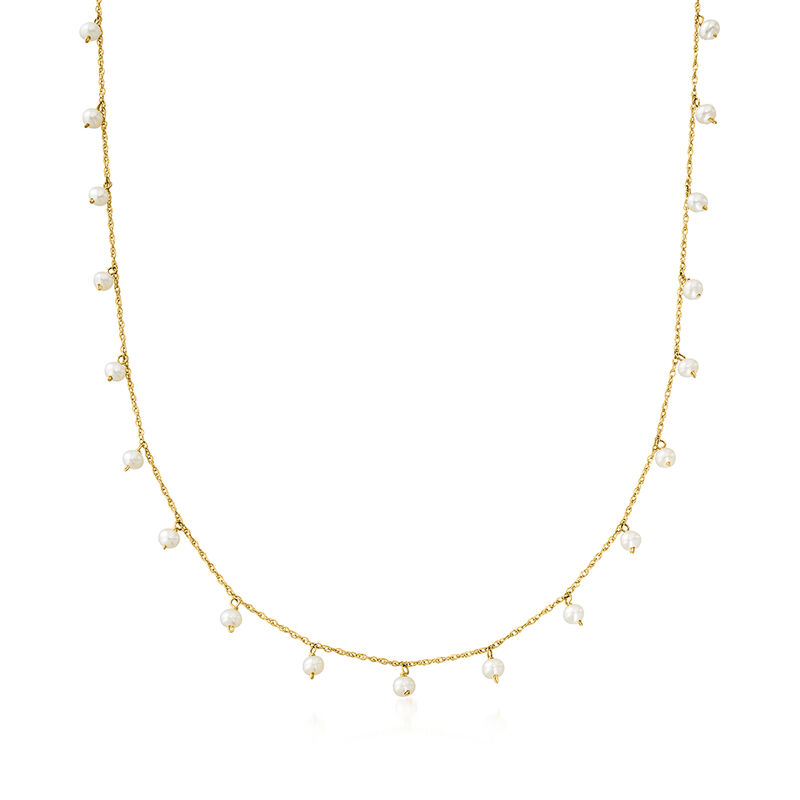 2.5-3mm Cultured Pearl Necklace in 14kt Yellow Gold. 16&quot; image number 1