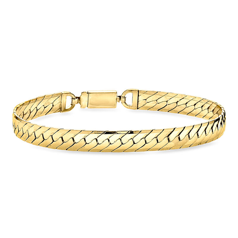 C. 1980 Vintage 14kt Yellow Gold Herringbone Bracelet. 7" image number 0