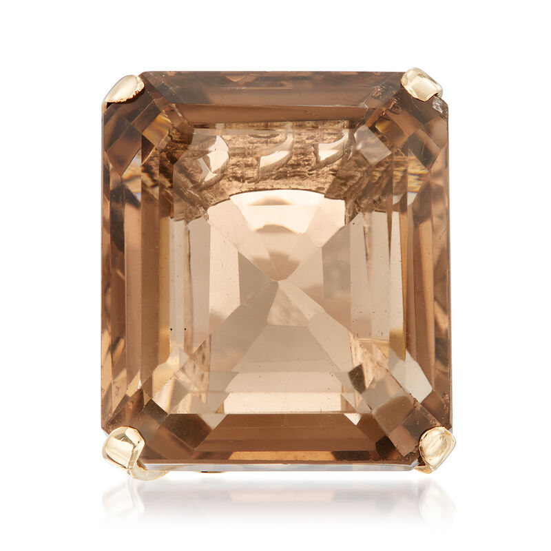 C. 1950 Vintage 50.50 Carat Smoky Quartz Cocktail Ring in 14kt Yellow Gold image number 0