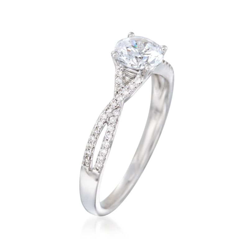 .14 ct. t.w. Diamond Twisted Engagement Ring Setting in 14kt White Gold image number 2
