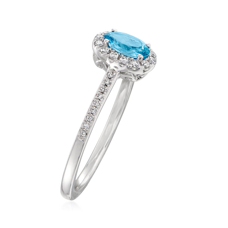 C. 1990 Vintage .27 Carat Aquamarine and .18 ct. t.w. Diamond Halo Ring in 14kt White Gold image number 2