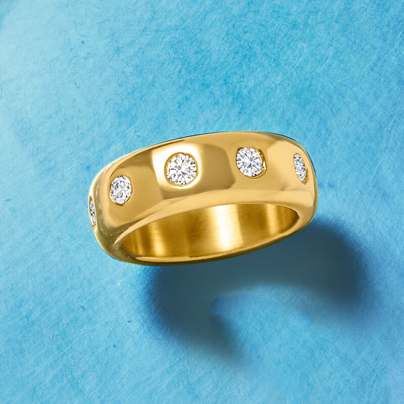 Italian Andiamo 1.00 ct. t.w. CZ Ring in 14kt Yellow Gold Over Resin image number 4