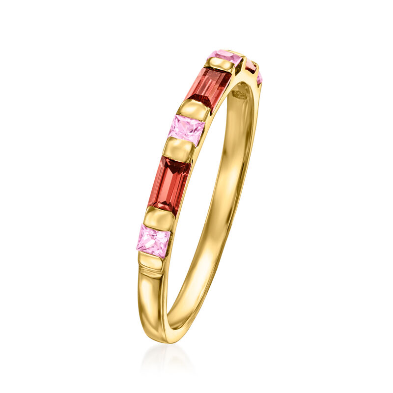 .40 ct. t.w. Garnet and .20 ct. t.w. Pink Sapphire Ring in 14k Yellow Gold image number 2