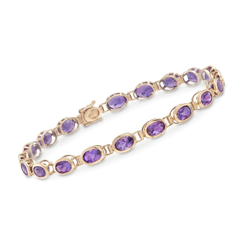 8.50 ct. t.w. Amethyst Tennis Bracelet in 14kt Yellow Gold. 7&quot; image number 0