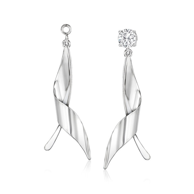 14kt White Gold Twisted Drop Earring Jackets image number 0