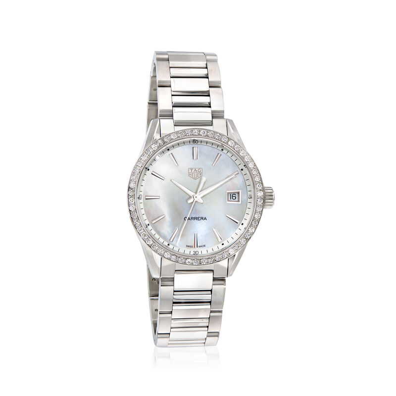TAG Heuer Carrera Women's 36mm .76 ct. t.w. Diamond Watch in Stainless Steel with Mother-Of-Pearl Dial image number 0