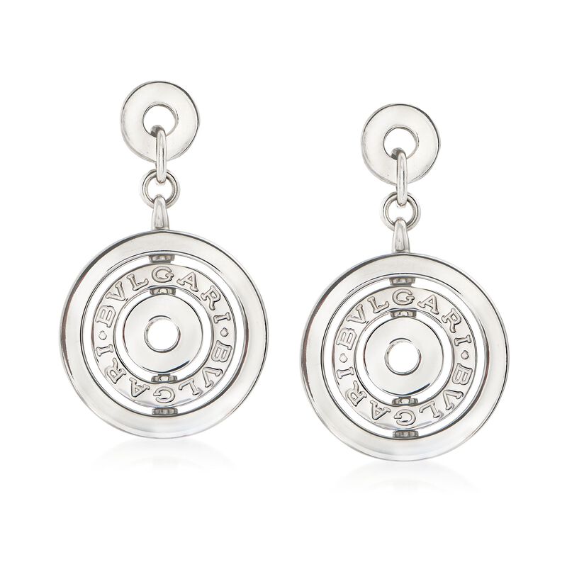 C. 2000 Vintage Bulgari &quot;Astrale&quot; 18kt White Gold Clip-On Circle Drop Earrings  image number 0
