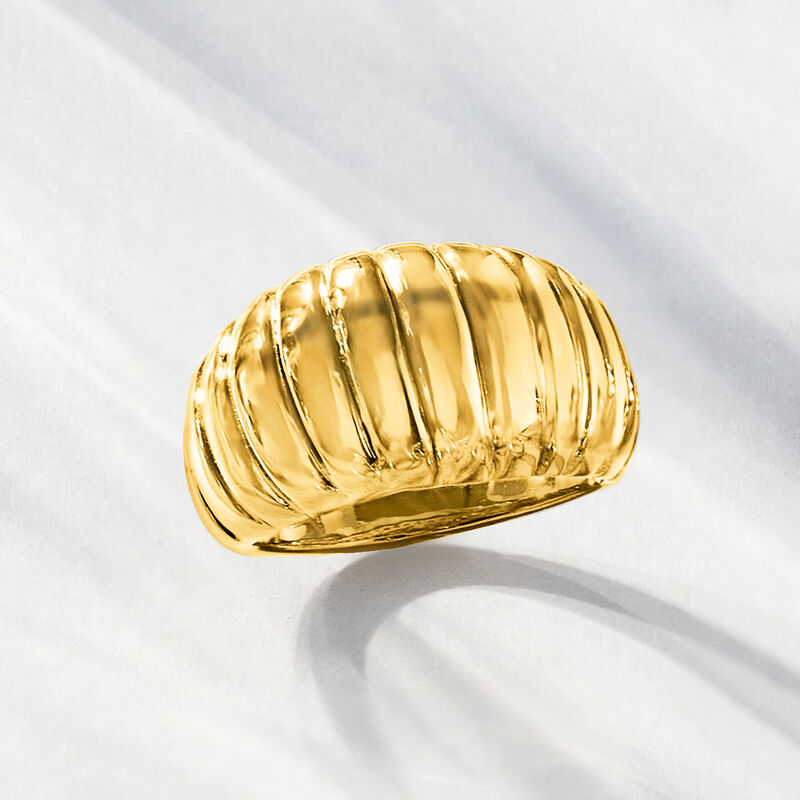 Italian 18kt Yellow Gold Ribbed Dome Ring image number 4