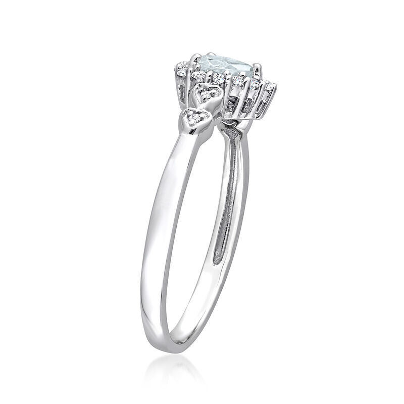 .30 Carat Heart-Shaped Aquamarine and .10 ct. t.w. White Topaz Ring with Diamond Accents in Sterling Silver image number 1