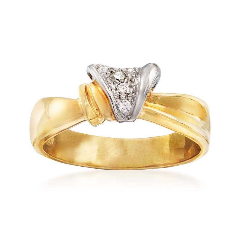 C. 1990 Vintage 18kt Two-Tone Gold Knot Ring with Diamond Accents. Size 7 image number 0