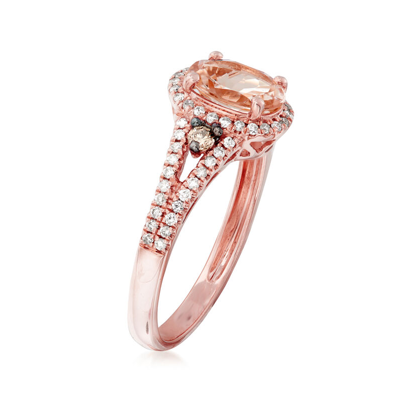 1.20 Carat Morganite and .24 ct. t.w. Diamond Ring in 14kt Rose Gold. Size 7 image number 2