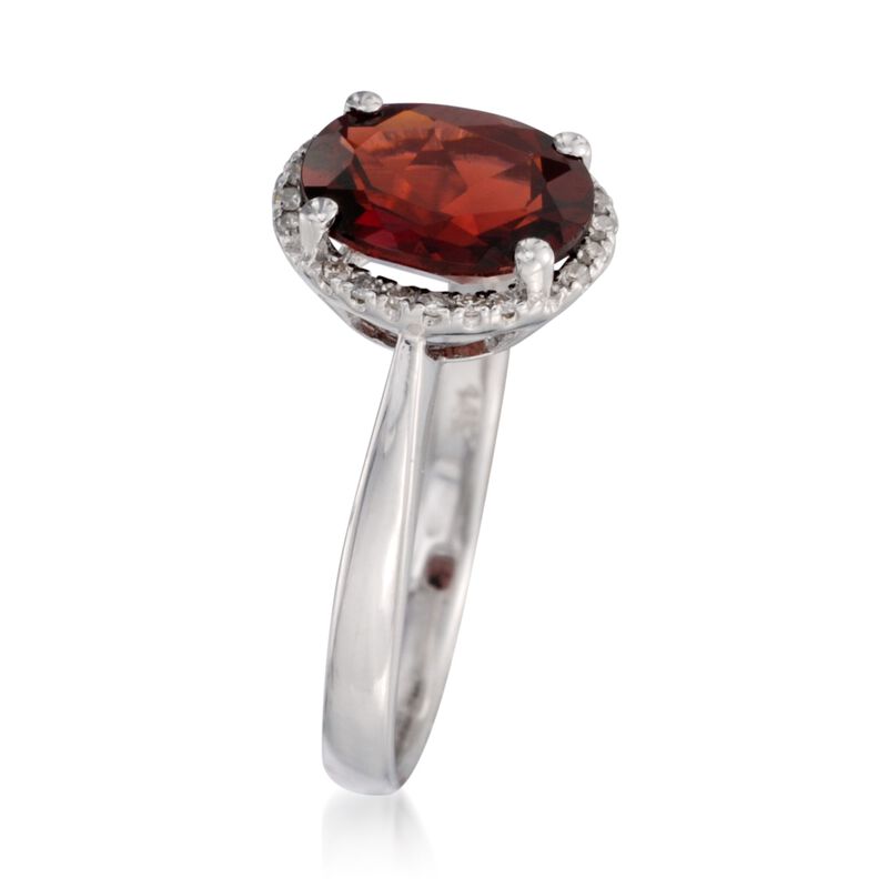 2.00 Carat Garnet Ring with Diamonds in 14kt White Gold image number 2