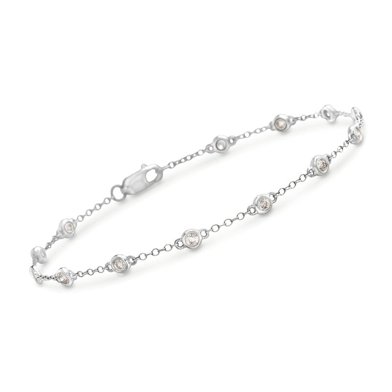 .50 ct. t.w. Bezel-Set Diamond Station Bracelet in 14kt White Gold. 7&quot; image number 0