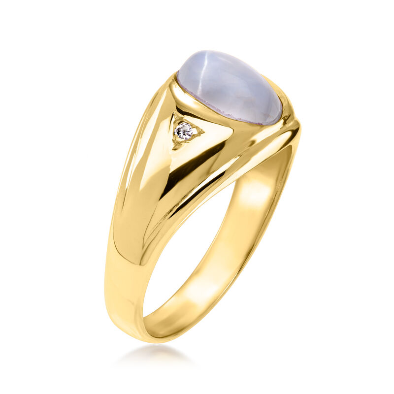 C. 1960 Vintage 3.15 Carat Star Sapphire Ring with Diamonds in 14kt Yellow Gold. Size 7 image number 2