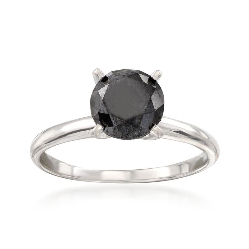 2.00 Carat Black Diamond Solitaire Ring in 14kt White Gold. Size 10 image number 0