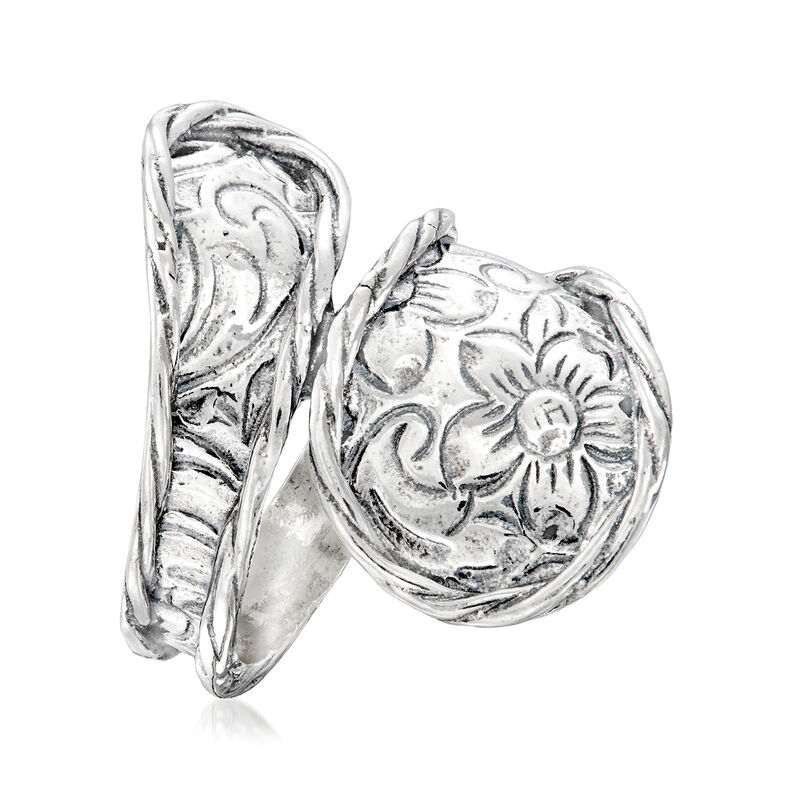 Sterling Silver Floral Spoon Ring image number 2