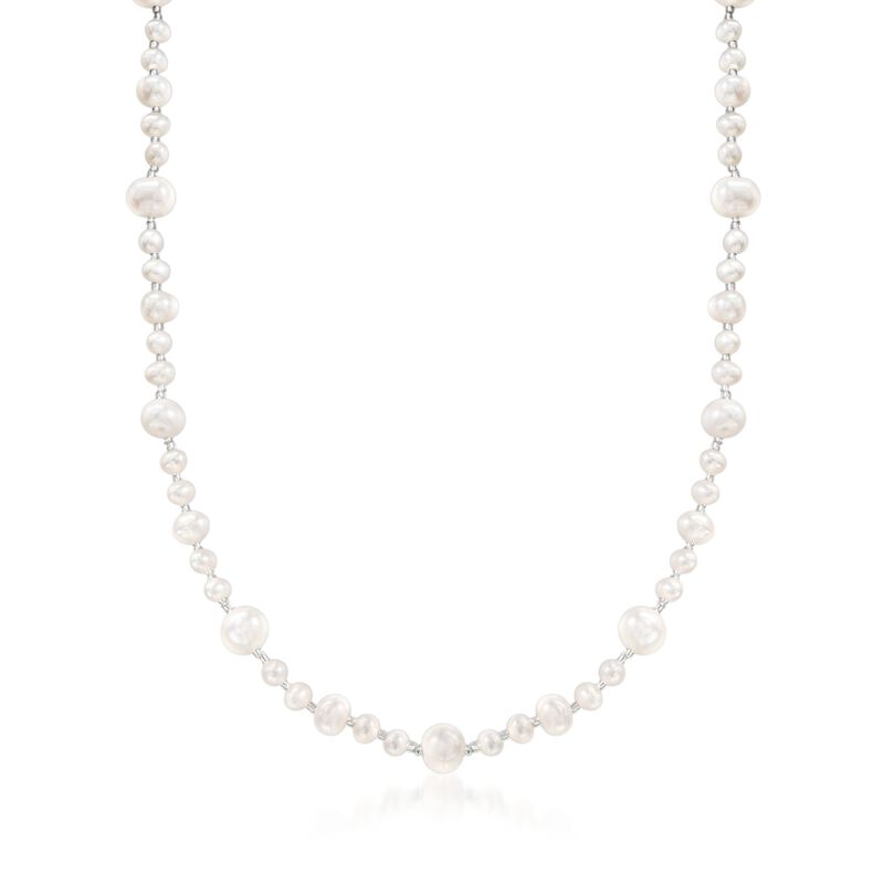 5-9mm Cultured Pearl and Glass Bead Necklace with Free Bracelet image number 2